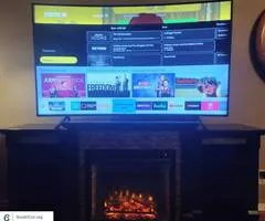 Fireplace tv Stand With 65" Curved Samsung 4K Smart tv